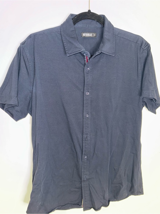 Steele Other - STEELE Men’s M Navy Blue Stretch Knit Short Sleeve Button Up Shirt
